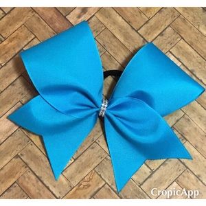 Blue and silver cheer bow